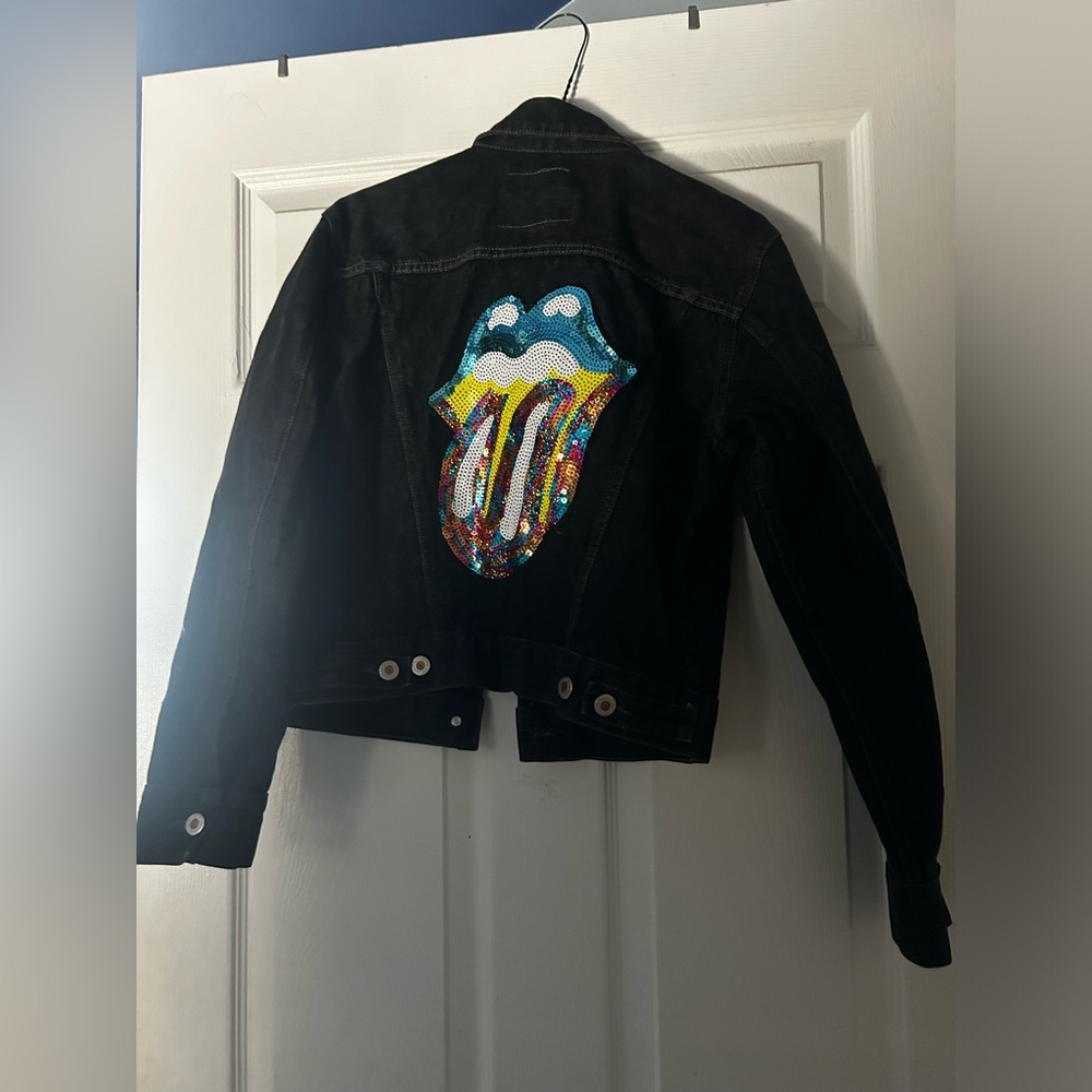 Vintage Rolling Stones Appliqué Sequin Denim Jacket